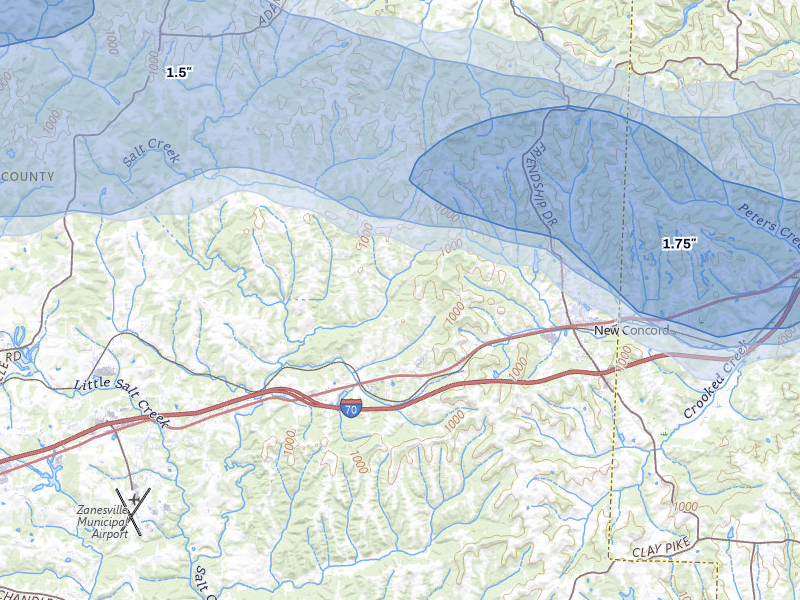 NEXRAD radar-signature map of the hail storm over Norwich, OH on Mar 22, 2026