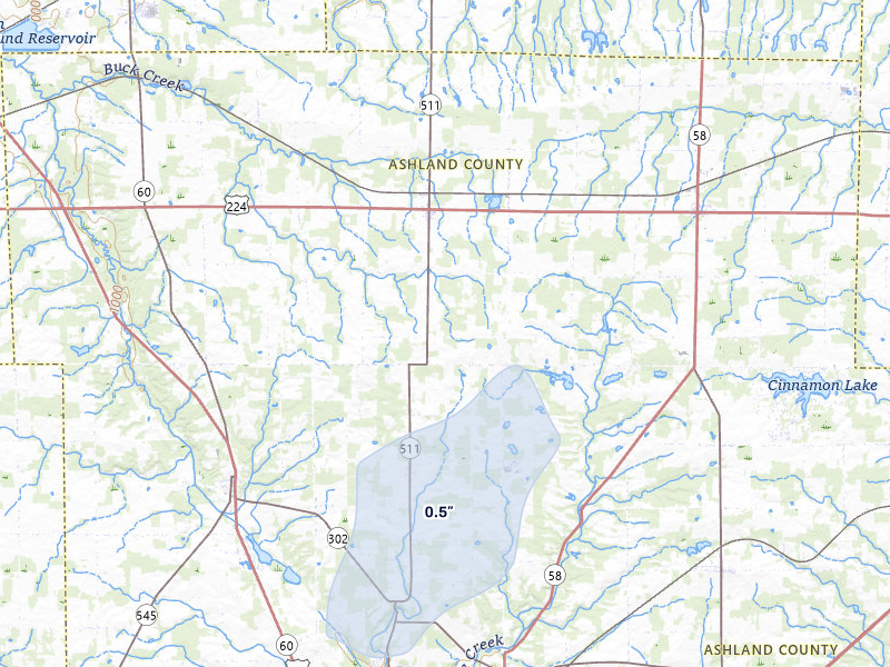 NEXRAD radar-signature map of the hail storm over Nova, OH on Mar 22, 2026
