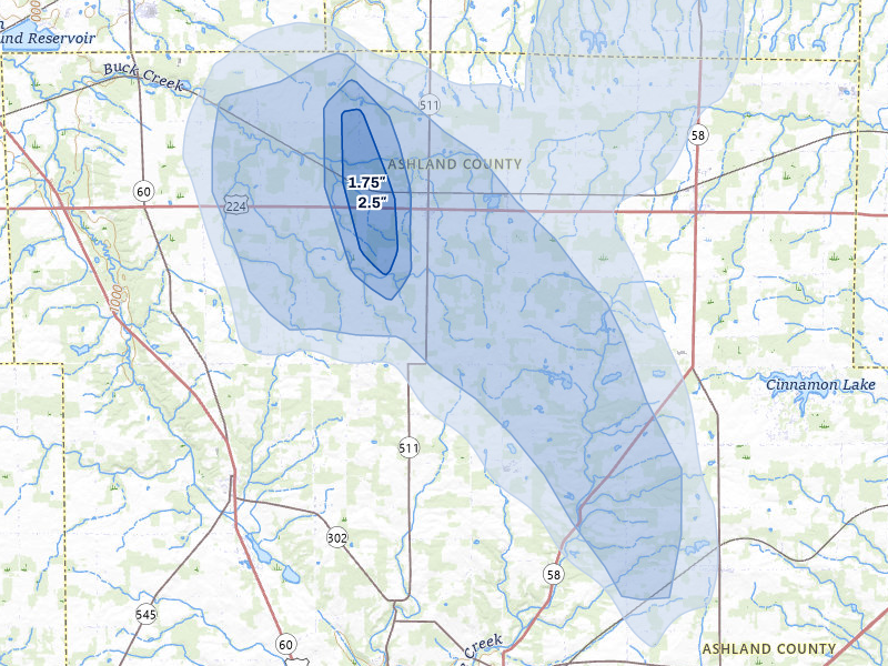 NEXRAD radar-signature map of the hail storm over Nova, OH on Jun 6, 2026