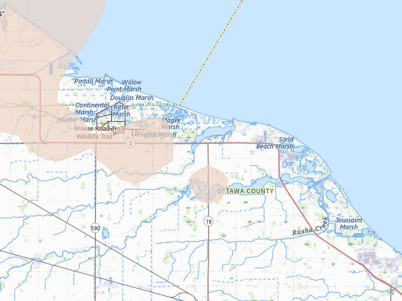 Radar-estimated hail-size map of the storm over Oak Harbor, OH on Sep 3, 2026
