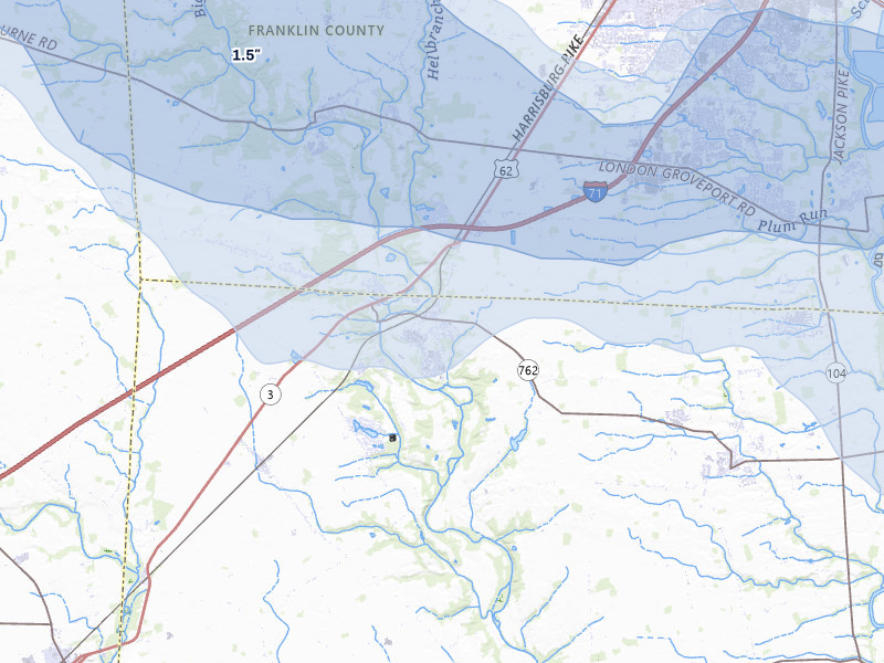 NEXRAD radar-signature map of the hail storm over Orient, OH on Mar 22, 2026