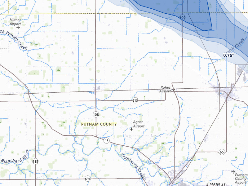 NEXRAD radar-signature map of the hail over Ottawa, OH