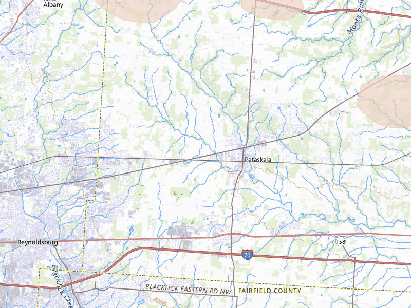Radar-estimated hail-size map of the storm over Pataskala, OH on Jul 21, 2026