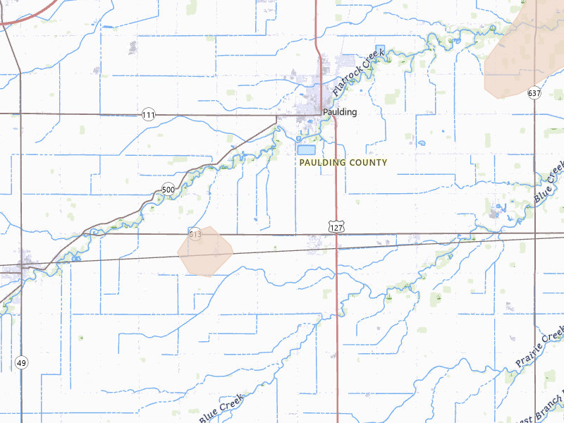 Radar-estimated hail-size map of the storm over Paulding, OH on Apr 13, 2026