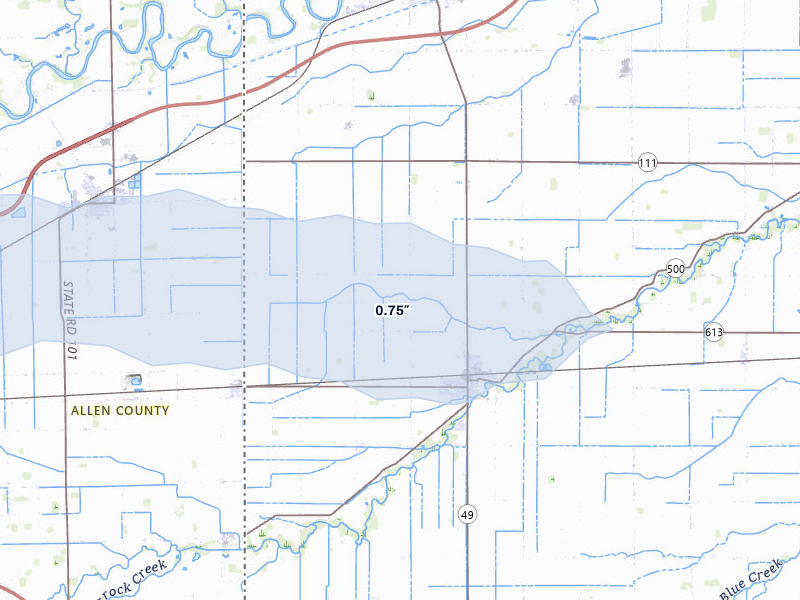 NEXRAD radar-signature map of the hail storm over Payne, OH on Mar 31, 2026