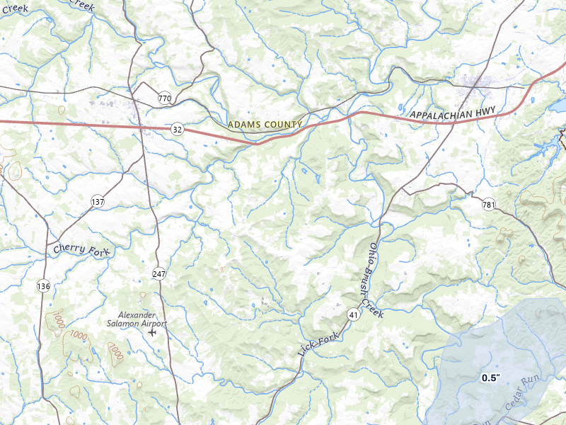 NEXRAD radar-signature map of the hail storm over Peebles, OH on Aug 8, 2026