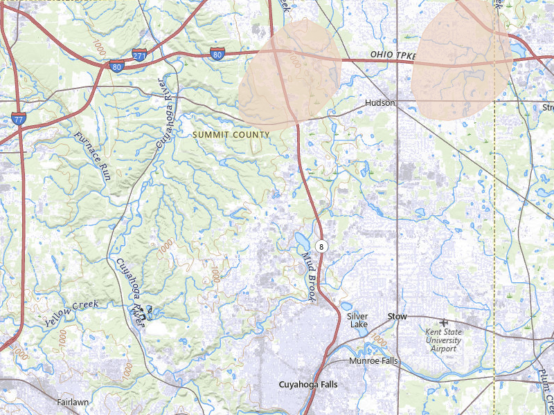 Radar-estimated hail-size map of the storm over Peninsula, OH