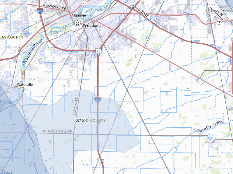 NEXRAD radar-signature map of the hail storm over Perrysburg, OH on Aug 10, 2026