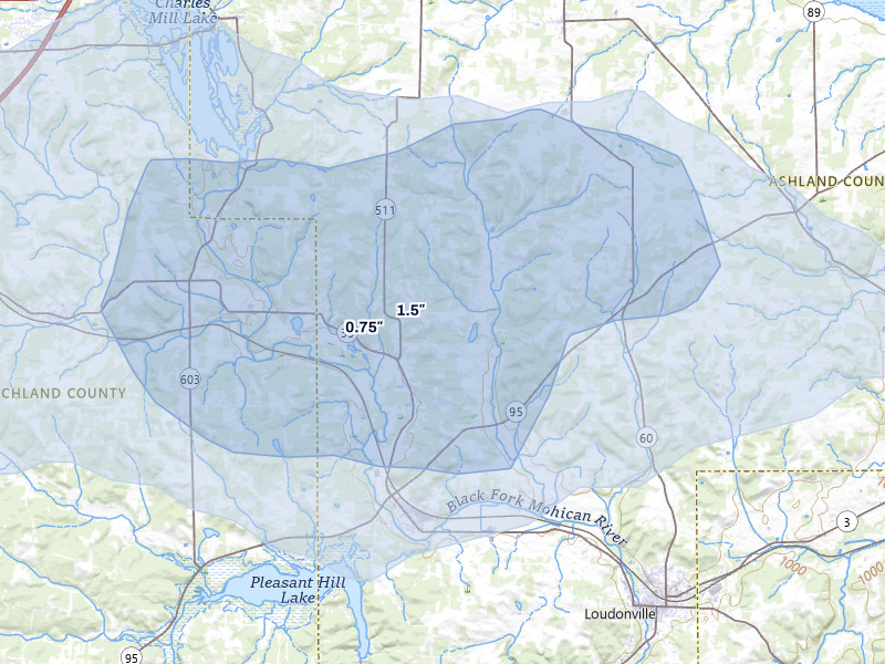 NEXRAD radar-signature map of the hail storm over Perrysville, OH on Apr 3, 2026