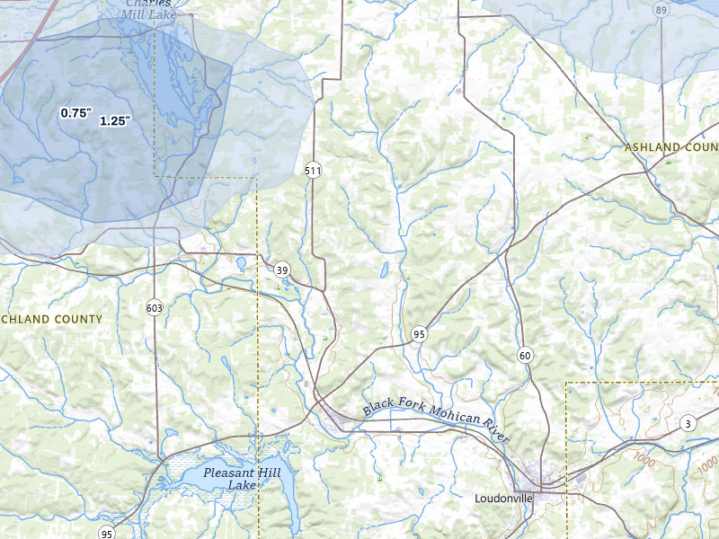 NEXRAD radar-signature map of the hail storm over Perrysville, OH on Jul 3, 2026