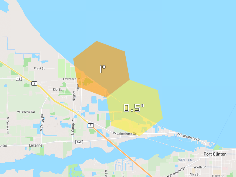 Hail map of Port Clinton, OH on Jun 6, 2026, hail up to 1"