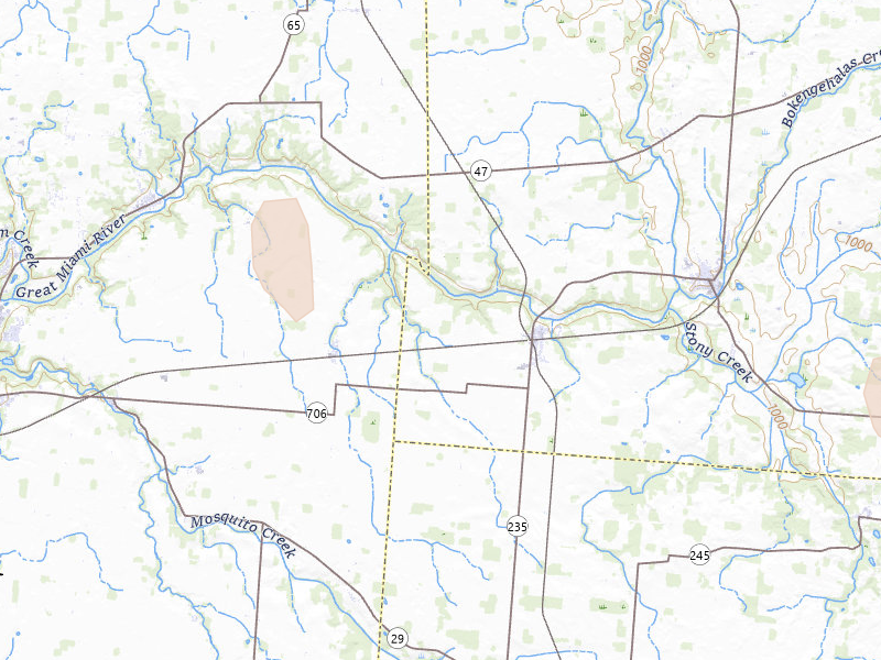 Radar-estimated hail-size map of the storm over Quincy, OH on Jun 6, 2026