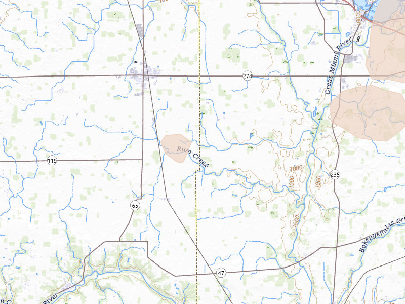 Radar-estimated hail-size map of the storm over Quincy, OH on Aug 10, 2026