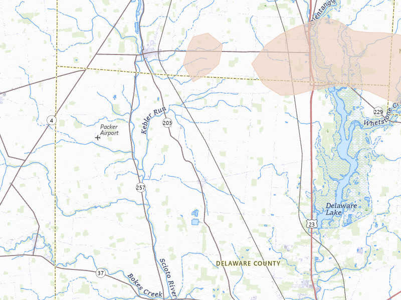 Radar-estimated hail-size map of the storm over Radnor, OH on Mar 22, 2026