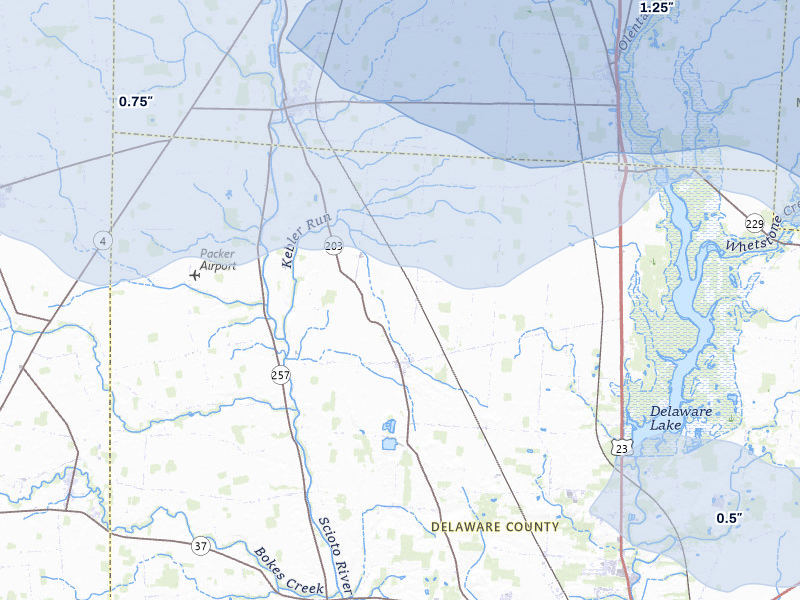 NEXRAD radar-signature map of the hail storm over Radnor, OH on Mar 22, 2026