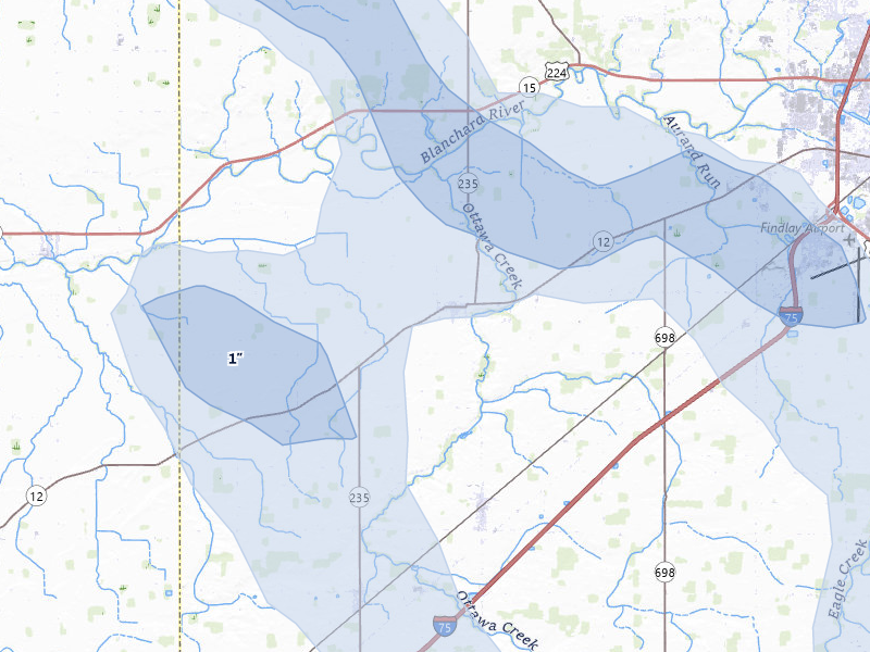 NEXRAD radar-signature map of the hail storm over Rawson, OH on Mar 26, 2026