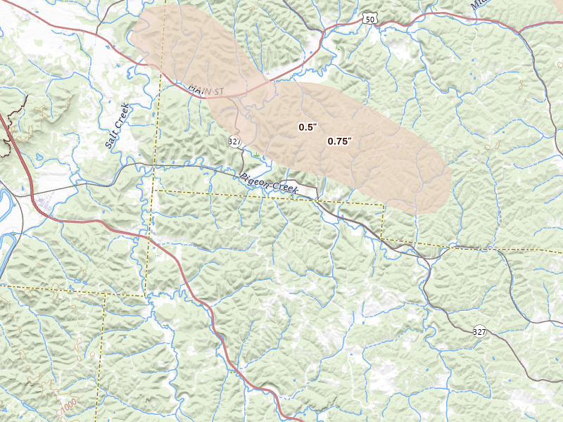Radar-estimated hail-size map of the storm over Ray, OH