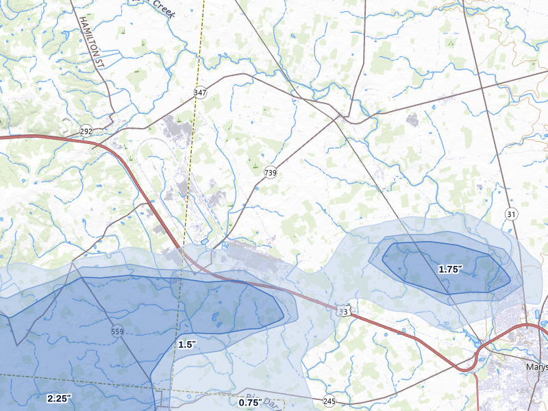 NEXRAD radar-signature map of the hail storm over Raymond, OH on Mar 22, 2026