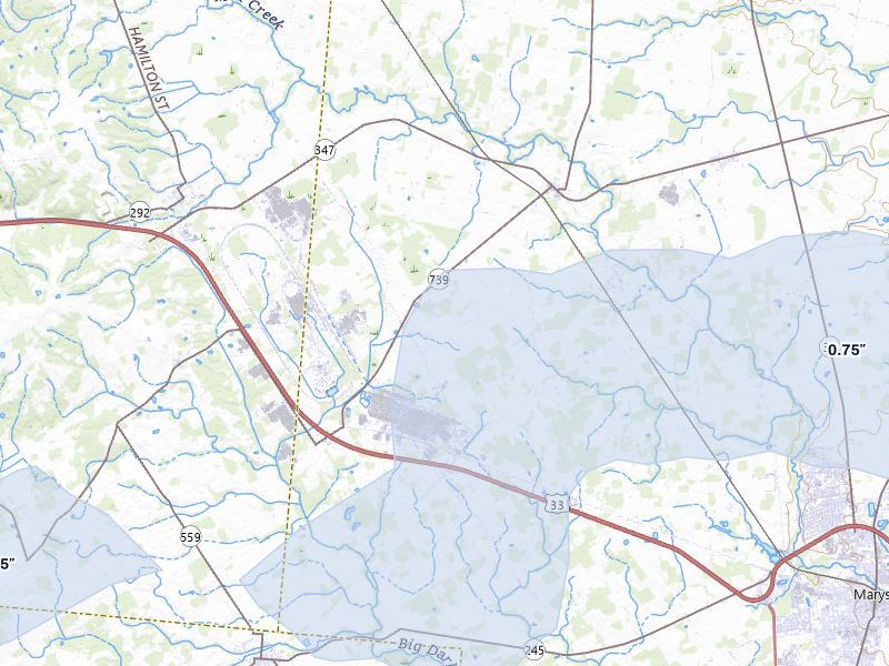 NEXRAD radar-signature map of the hail over Raymond, OH