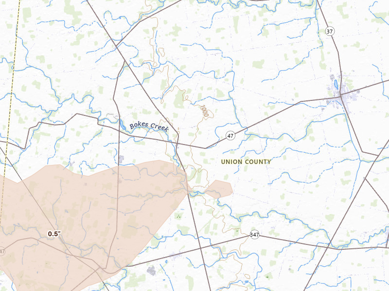 Radar-estimated hail-size map of the storm over Richwood, OH on Sep 4, 2026