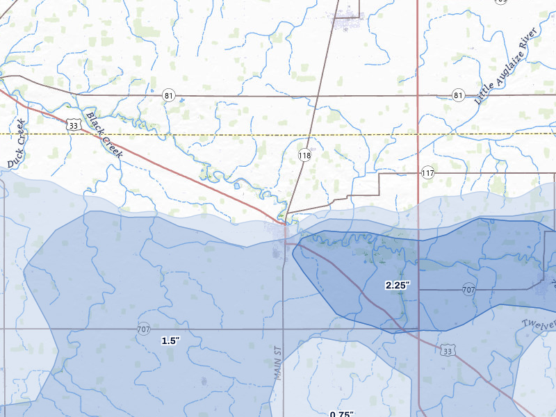 NEXRAD radar-signature map of the hail storm over Rockford, OH on Mar 22, 2026