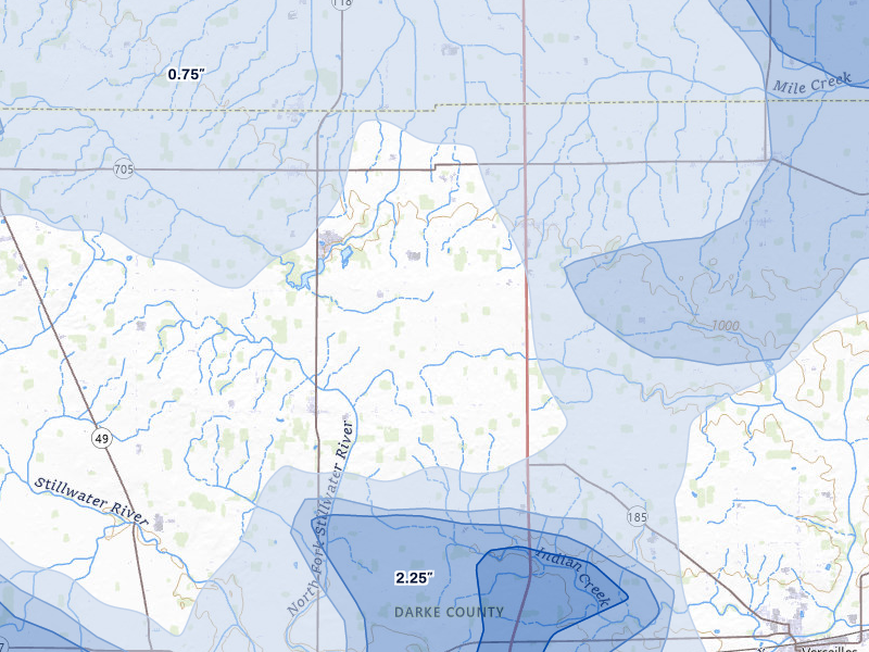 NEXRAD radar-signature map of the hail storm over Rossburg, OH on Mar 22, 2026