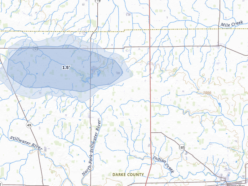 NEXRAD radar-signature map of the hail storm over Rossburg, OH on Jun 6, 2026