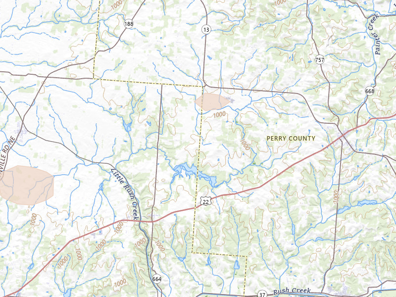 Radar-estimated hail-size map of the storm over Rushville, OH on Jul 21, 2026