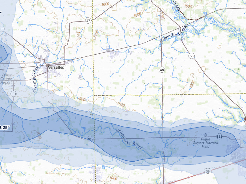 NEXRAD radar-signature map of the hail storm over Russia, OH on Mar 22, 2026
