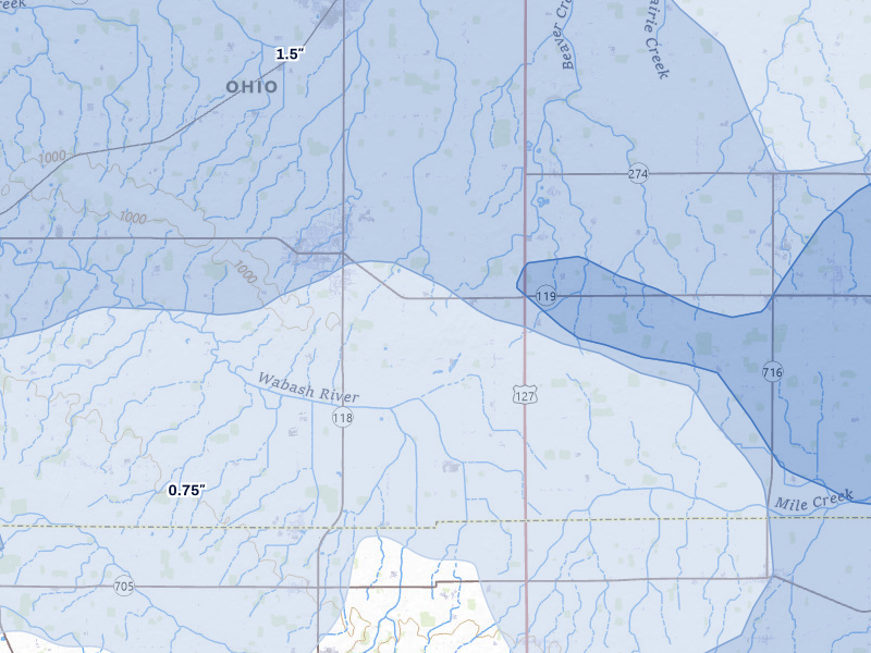 NEXRAD radar-signature map of the hail storm over Saint Henry, OH on Mar 22, 2026
