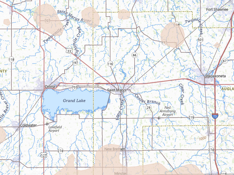 Radar-estimated hail-size map of the storm over Saint Marys, OH on Mar 22, 2026