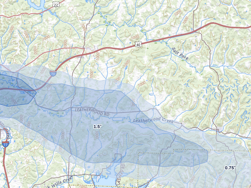 NEXRAD radar-signature map of the hail storm over Salesville, OH on Mar 22, 2026