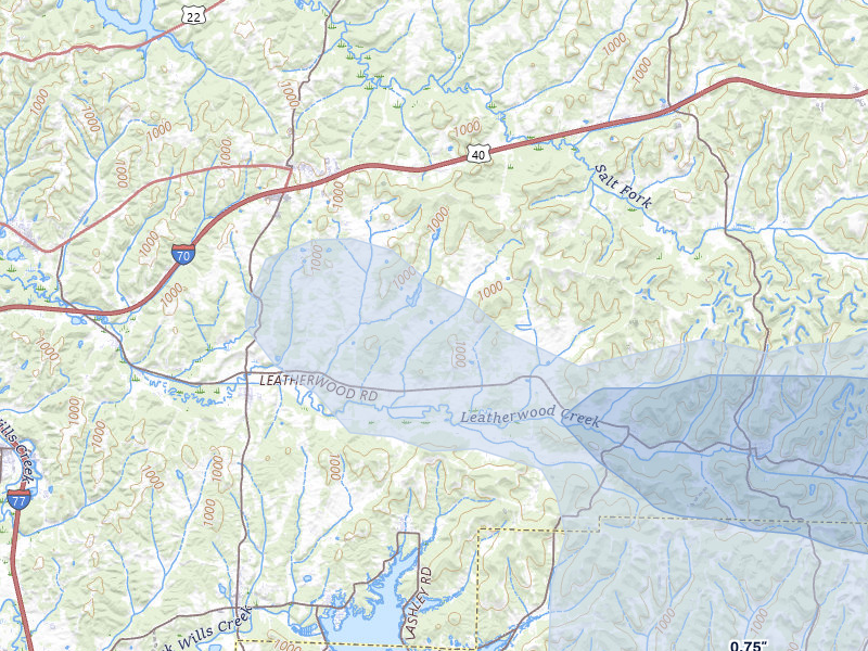 NEXRAD radar-signature map of the hail over Salesville, OH