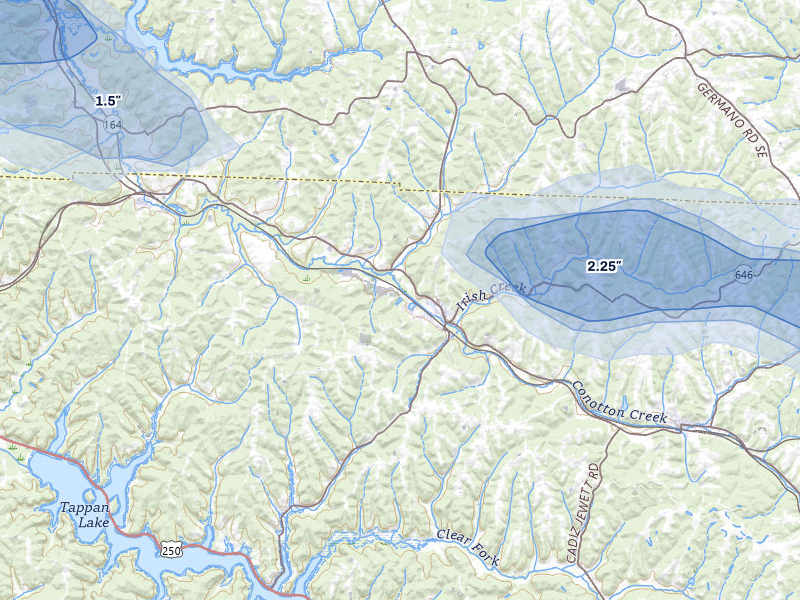 NEXRAD radar-signature map of the hail storm over Scio, OH on Mar 26, 2026