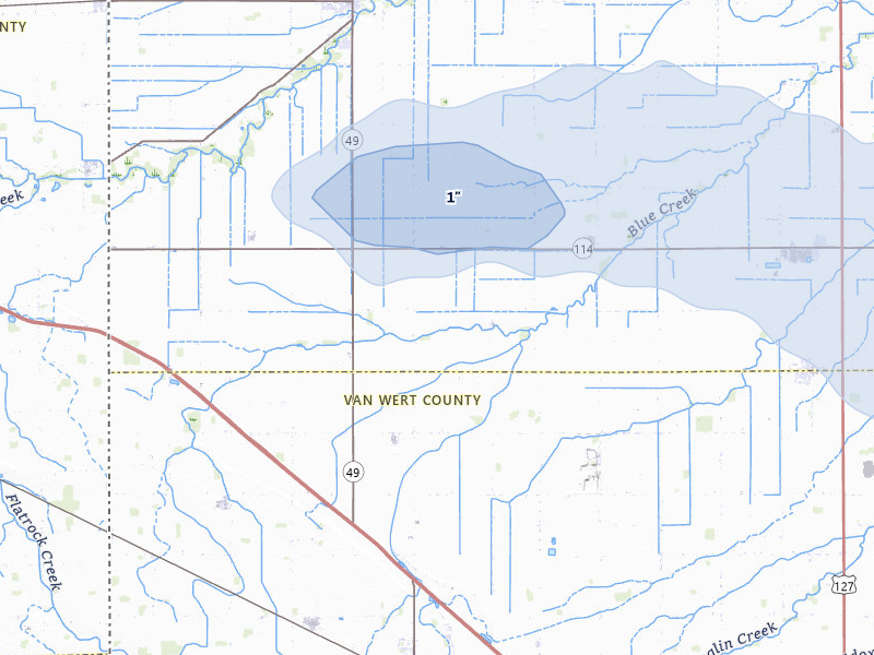 NEXRAD radar-signature map of the hail storm over Scott, OH on Jun 6, 2026