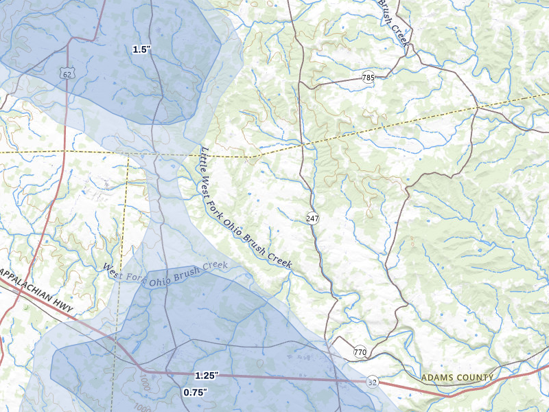NEXRAD radar-signature map of the hail storm over Seaman, OH on Aug 11, 2026