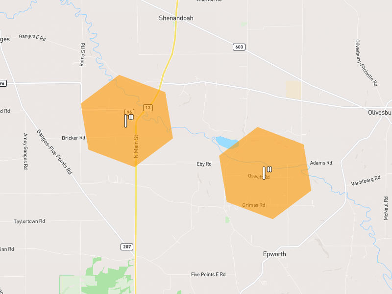 Hail map of Shiloh, OH on Jul 4, 2026, hail up to 1"