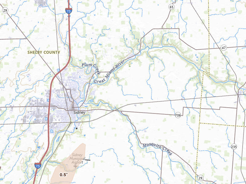 Radar-estimated hail-size map of the storm over Sidney, OH on May 19, 2026