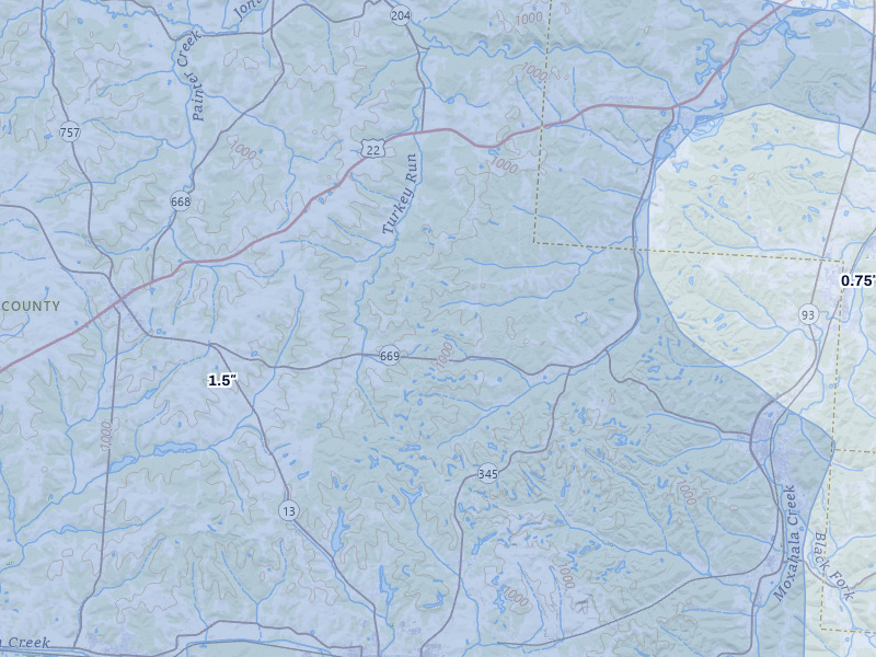 NEXRAD radar-signature map of the hail storm over Somerset, OH on Aug 10, 2026