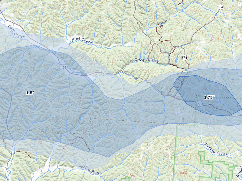 NEXRAD radar-signature map of the hail storm over South Bloomingville, OH on Aug 8, 2026