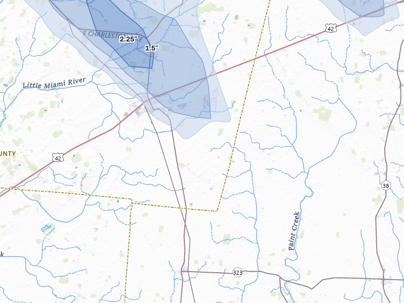 NEXRAD radar-signature map of the hail over South Solon, OH