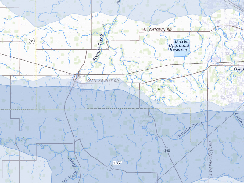 NEXRAD radar-signature map of the hail storm over Spencerville, OH on Mar 22, 2026
