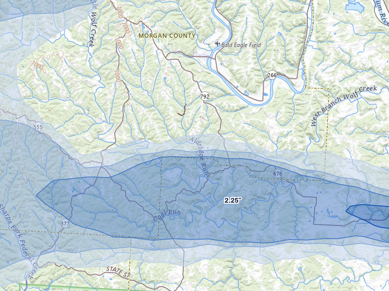 NEXRAD radar-signature map of the hail storm over Stockport, OH on Apr 1, 2026