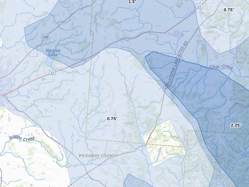 NEXRAD radar-signature map of the hail storm over Stoutsville, OH on Aug 10, 2026