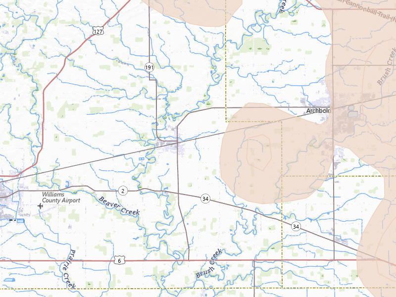Radar-estimated hail-size map of the storm over Stryker, OH on Apr 22, 2026