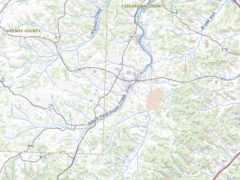 Radar-estimated hail-size map of the storm over Sugarcreek, OH on Mar 22, 2026