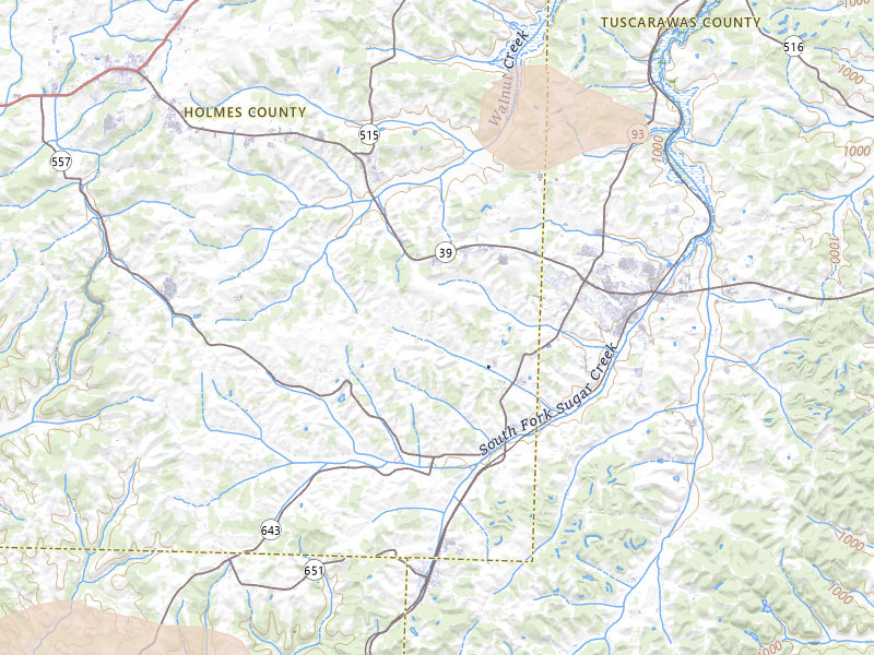 Radar-estimated hail-size map of the storm over Sugarcreek, OH on Aug 8, 2026