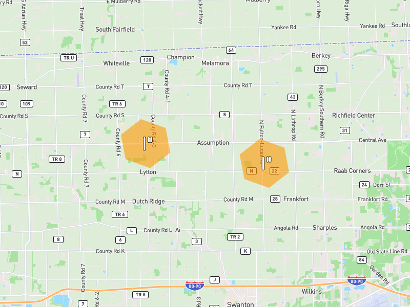 Hail map of Swanton, OH on Jul 21, 2026, hail up to 1"