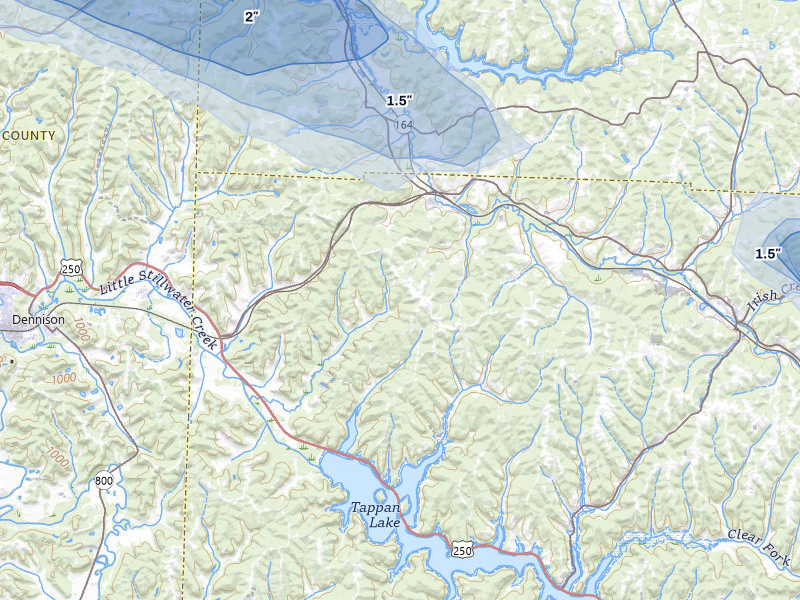 NEXRAD radar-signature map of the hail storm over Uhrichsville, OH on Mar 26, 2026