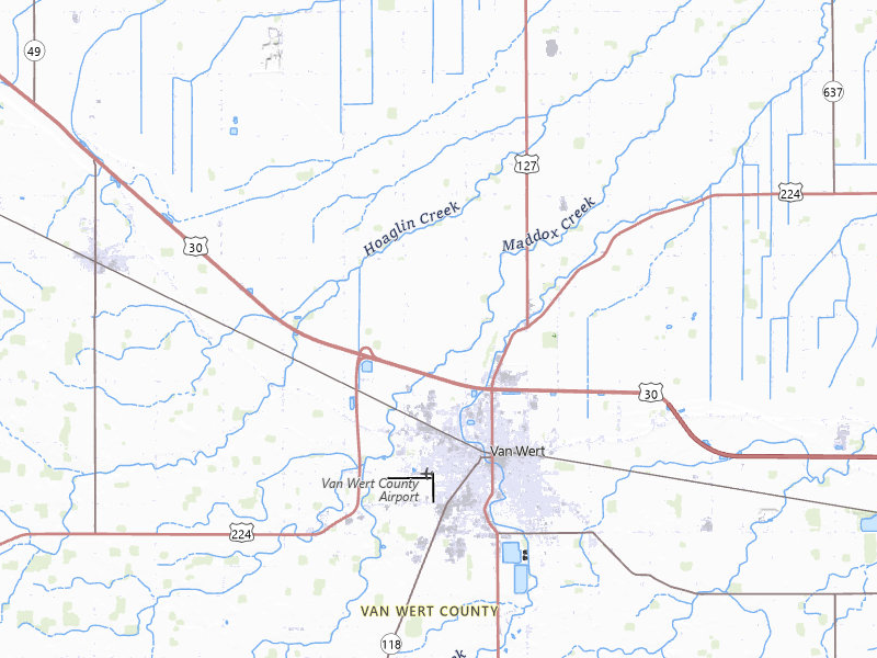 Radar-estimated hail-size map of the storm over Van Wert, OH on Apr 3, 2026